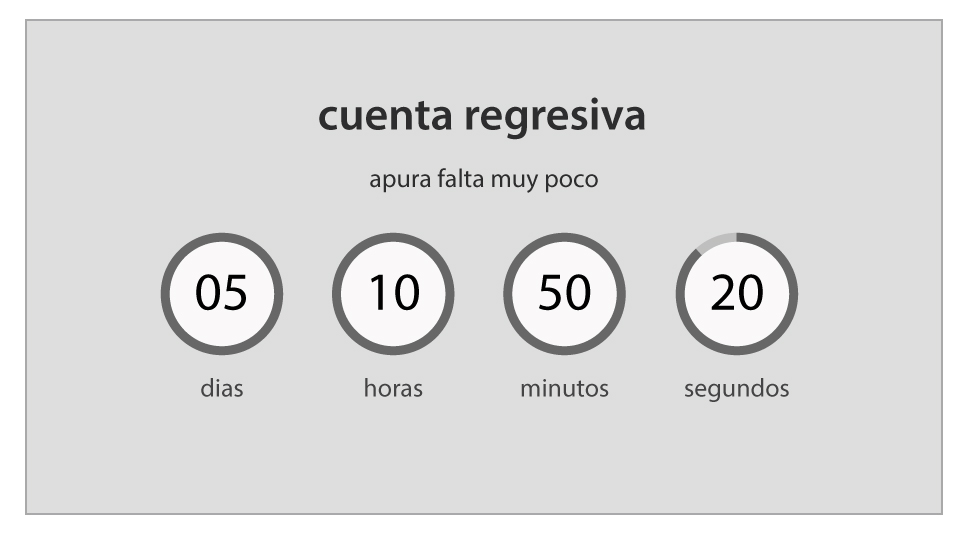 Mockup / Wireframe de un contador de cuenta regresiva usando SVG, CSS y JavaScript